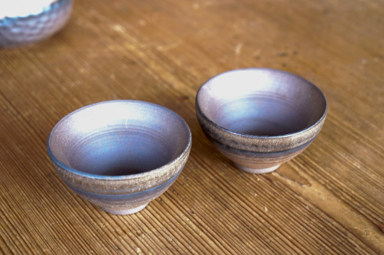 Rustic Brown and Bronze Ceramic Dipping Bowl - Set of 2