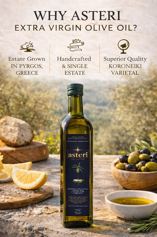 Koroneiki olive oil from the Demopoulos family estate in Pyrgos Greece