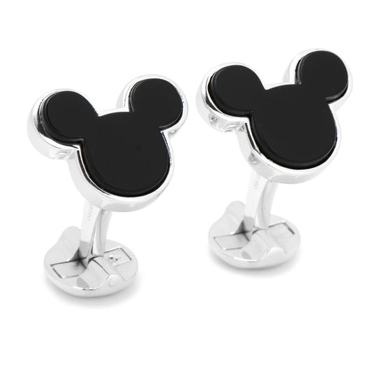 Disney Mickey Mouse Sterling Silver and Onyx Cufflinks
