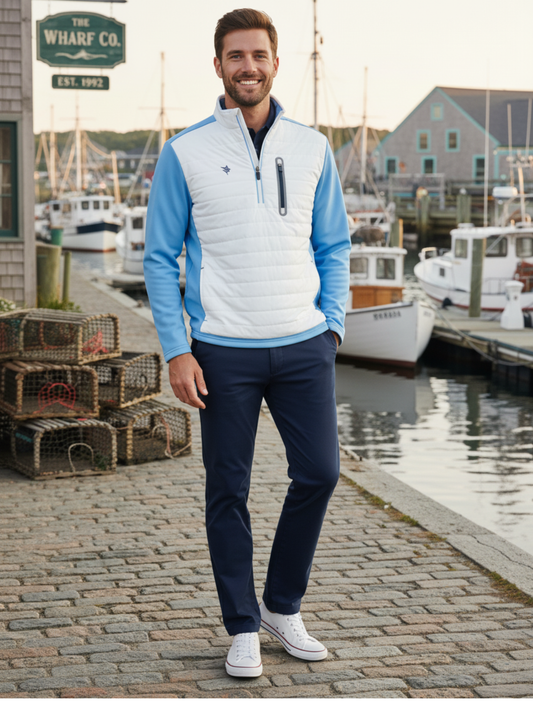 Hampton Pullover Technical Layer (White/Light Blue)