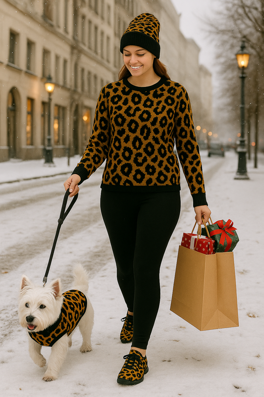 Knitted Pet and Dog Leopard Print Sweater
