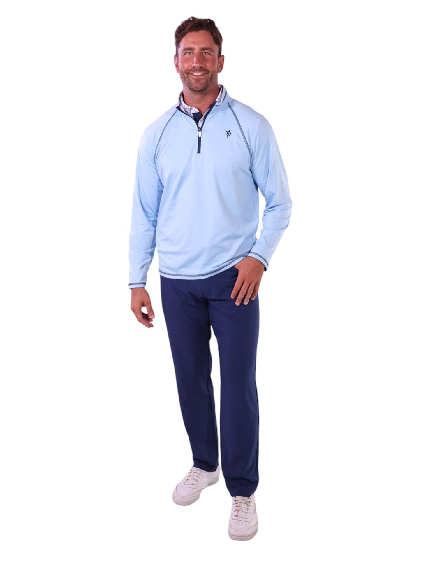 New Harbor Quarter Zip Effortless Comfort (Pale Blue)
