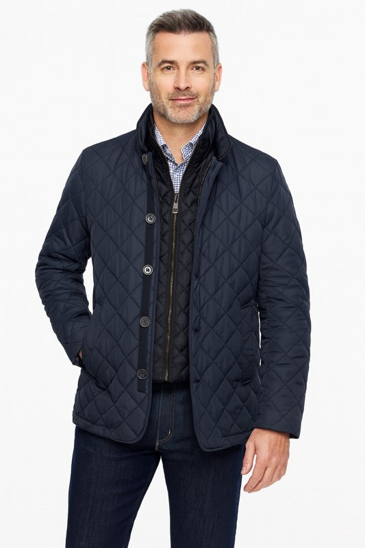 Italian Dual-Layer Quilted Nylon Jacket - Navy by Gionfriddo