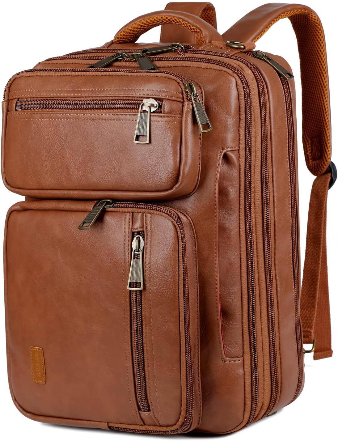 Convertible Leather Laptop Backpack