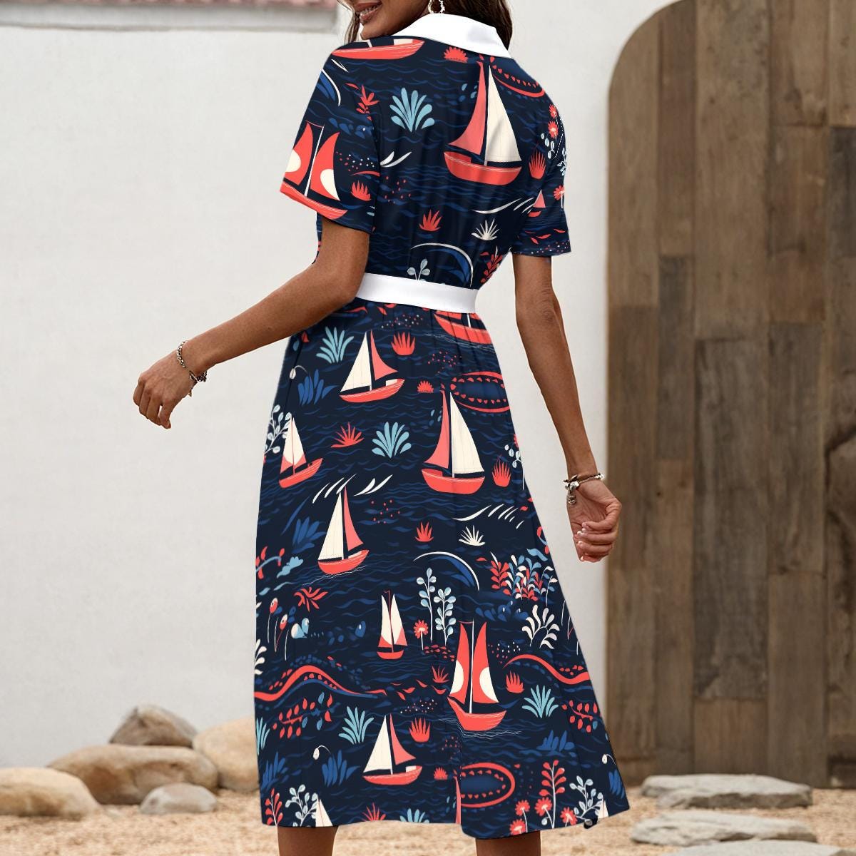 Women's Shirt Dress - Sail Away