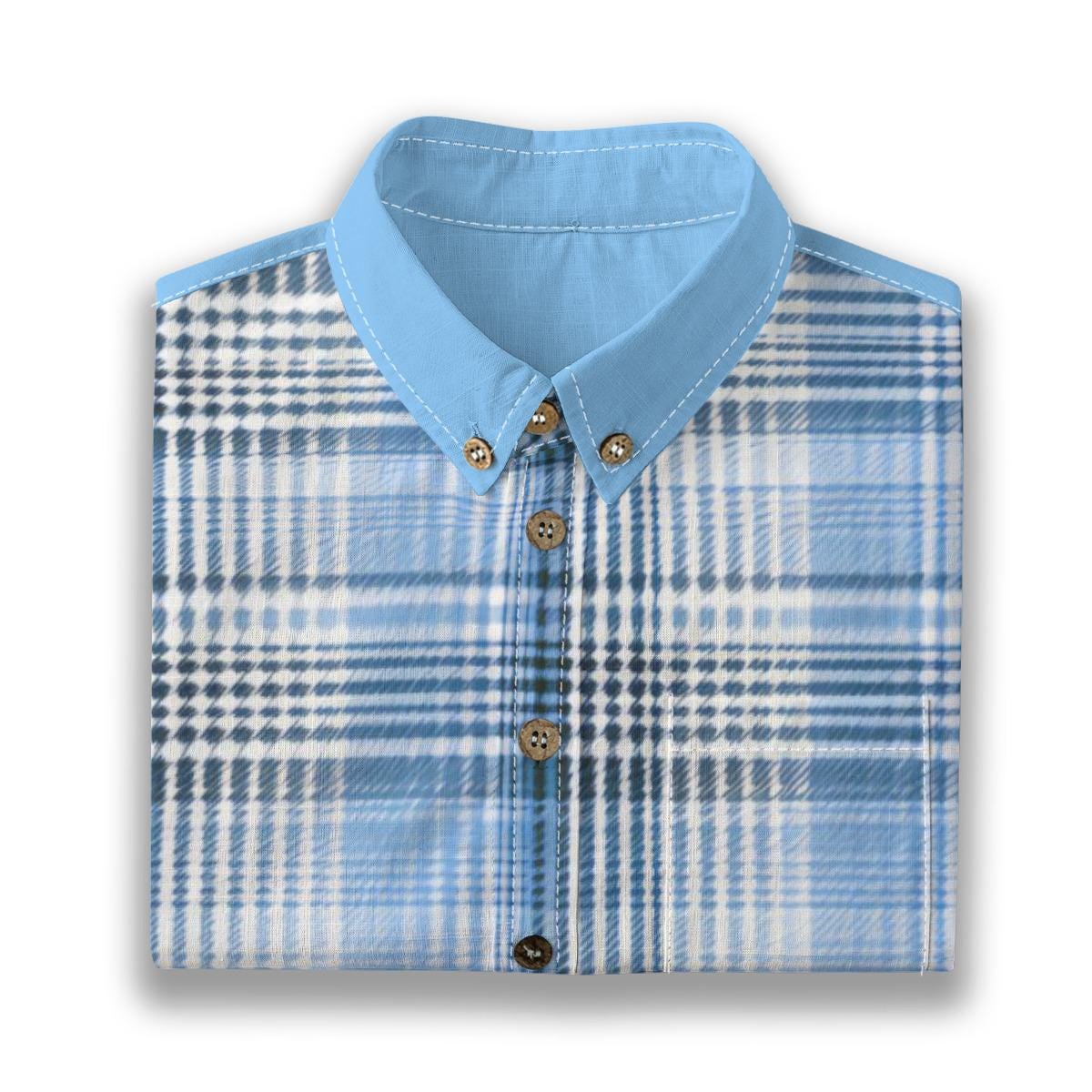 Kid's Shirt With Pocket- Blue Plaid