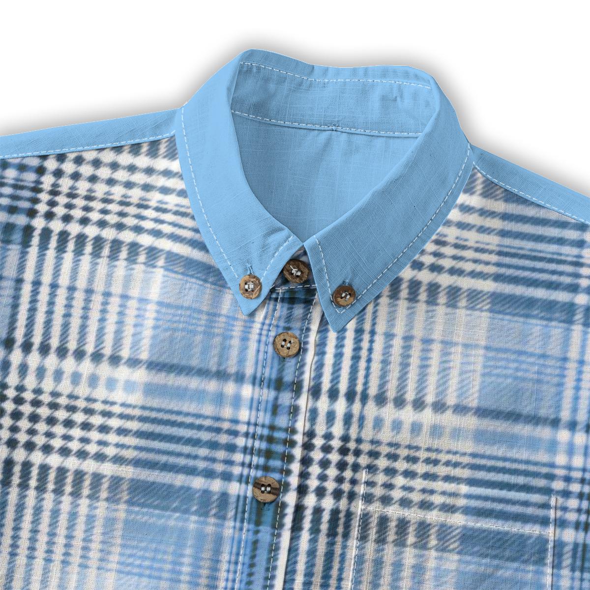 Kid's Shirt With Pocket- Blue Plaid
