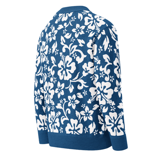 Knitted cardigan - Hawaiian Vibrant Blue and White