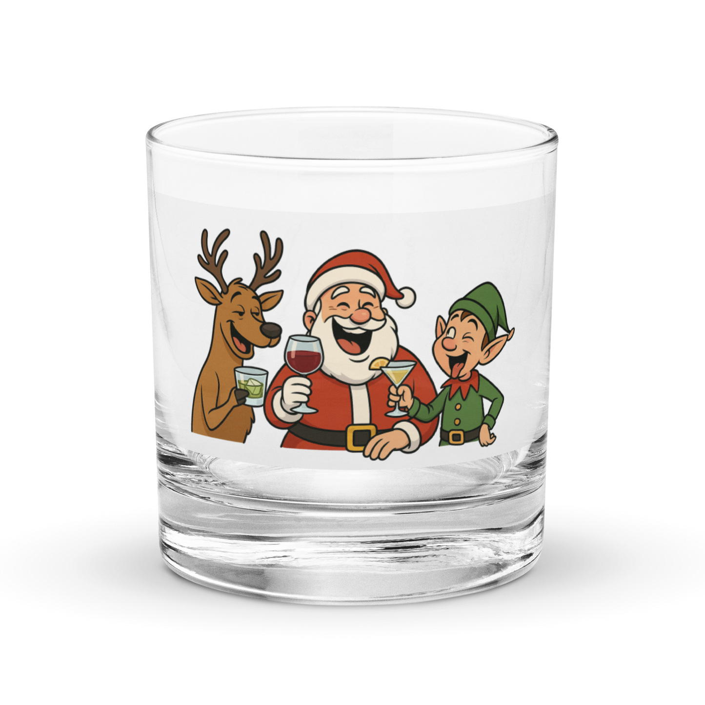 Rocks glass - Santa and Friends with Cocktails