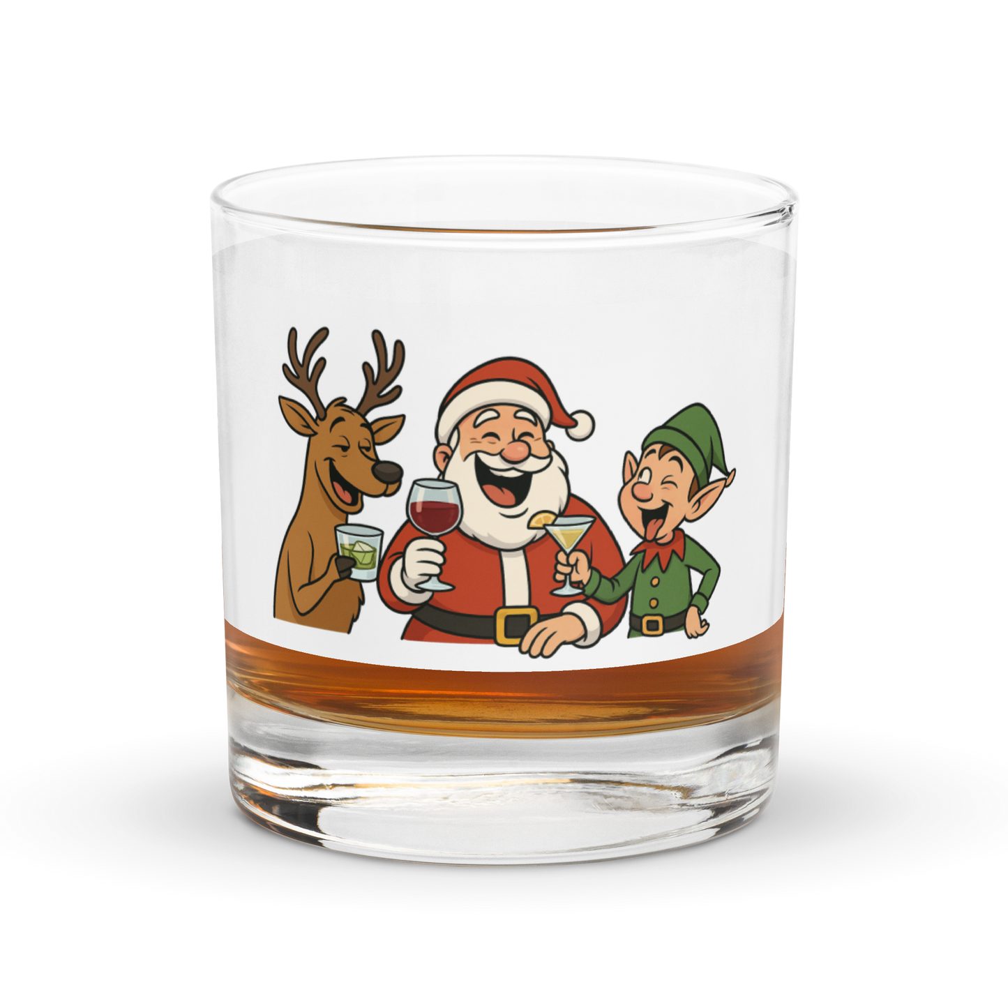 Rocks glass - Santa and Friends with Cocktails