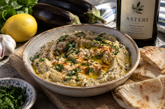 Smoky Roasted Eggplant Dip with Tahini & Greek Olive Oil