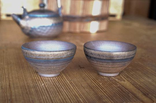 Rustic Brown and Bronze Ceramic Dipping Bowl - Set of 2