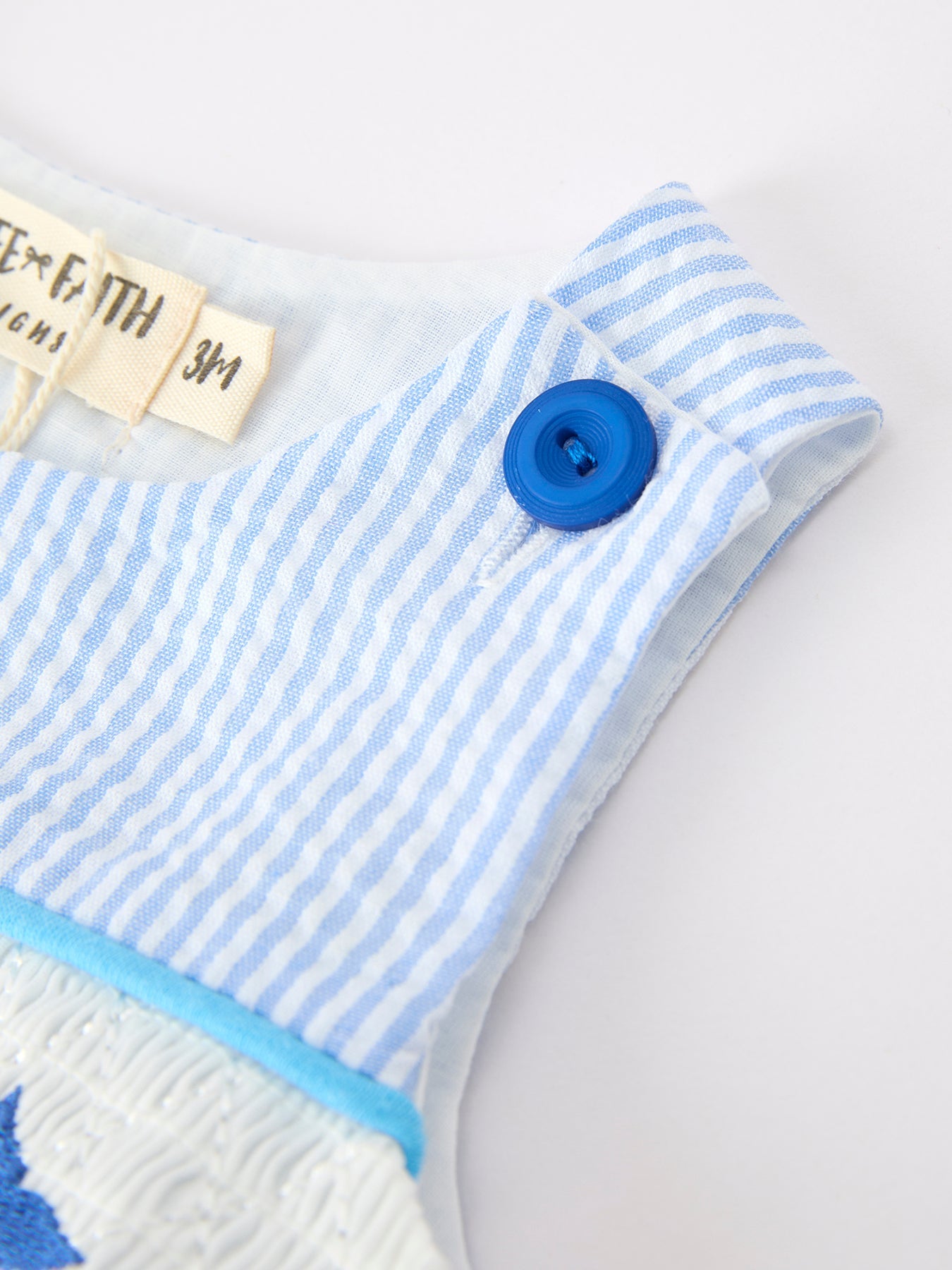 Summer Whale Embroidery Baby Boys Jonjon Stripe Romper - 100%cotton