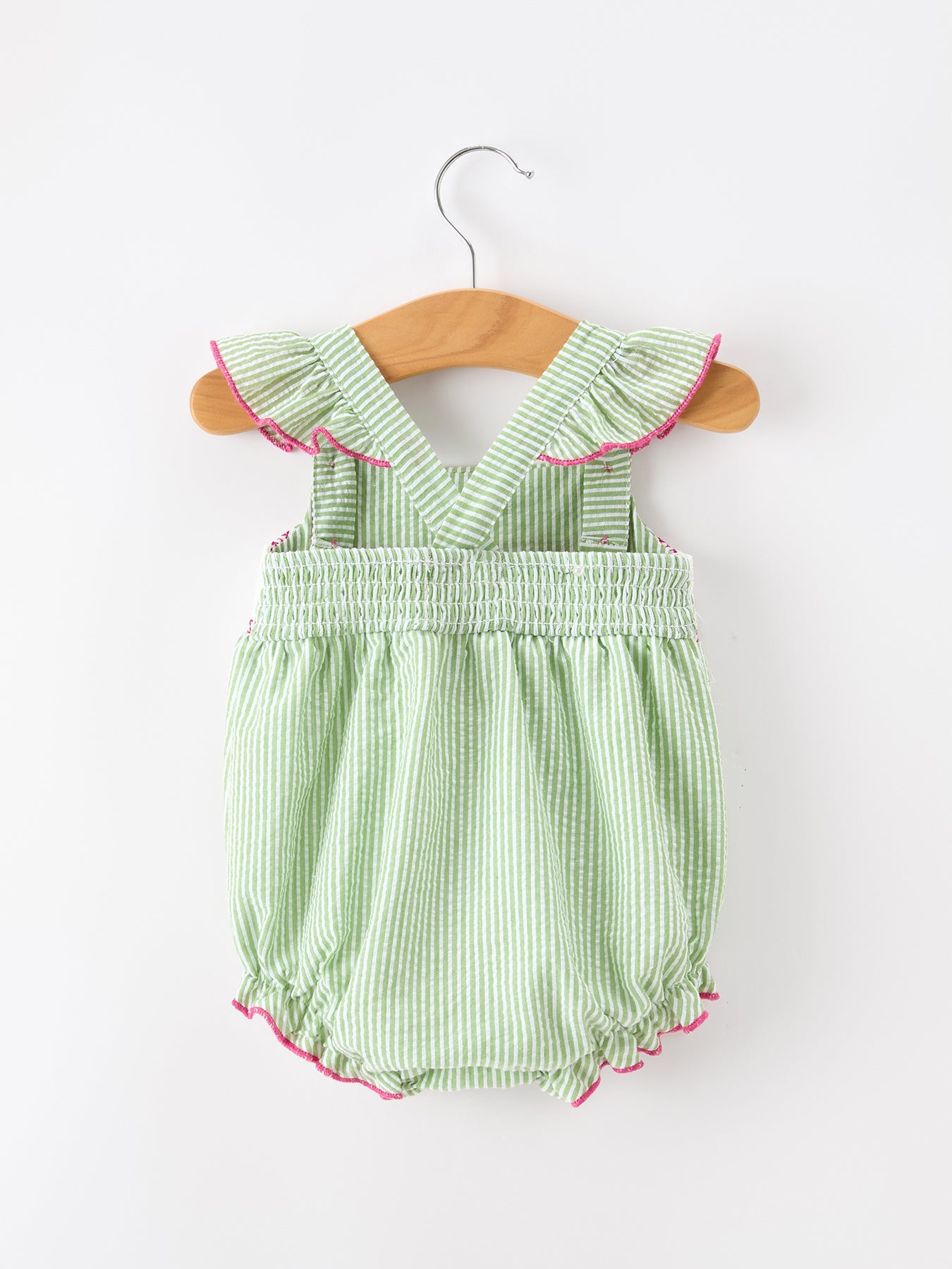 Western Boots Cactus Girls Romper Stripe Ruffle Strap - 100% Cotton