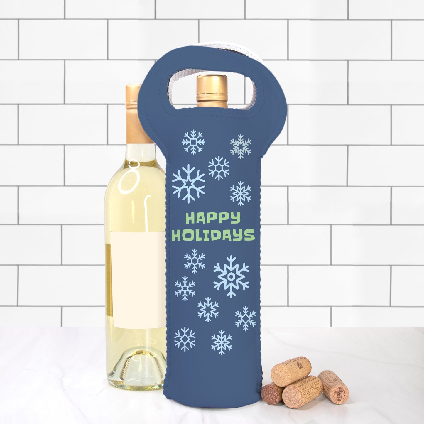 Happy Holidays Wine Tote