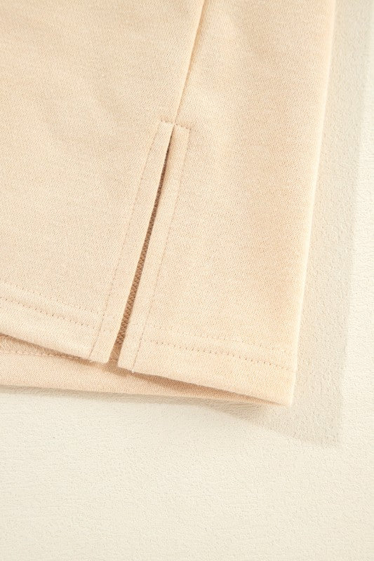 Striped Patchwork Collar Sweatshirt (Dark Blue or Pale Chestnut)