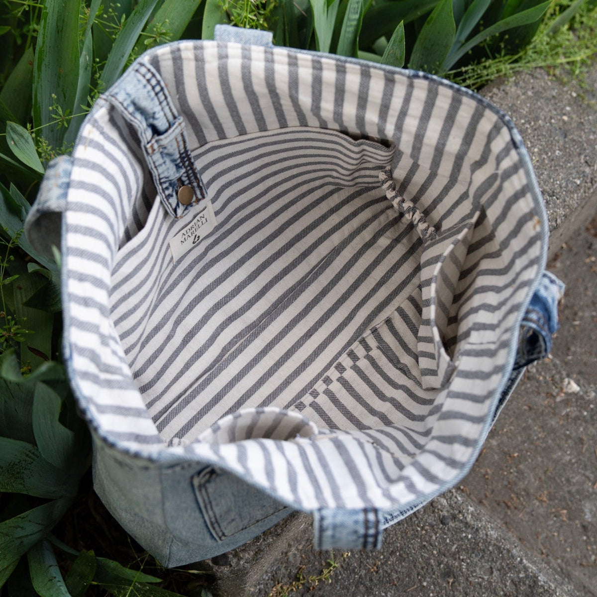Brooklyn Heritage Tote / Recycled Denim Snow White