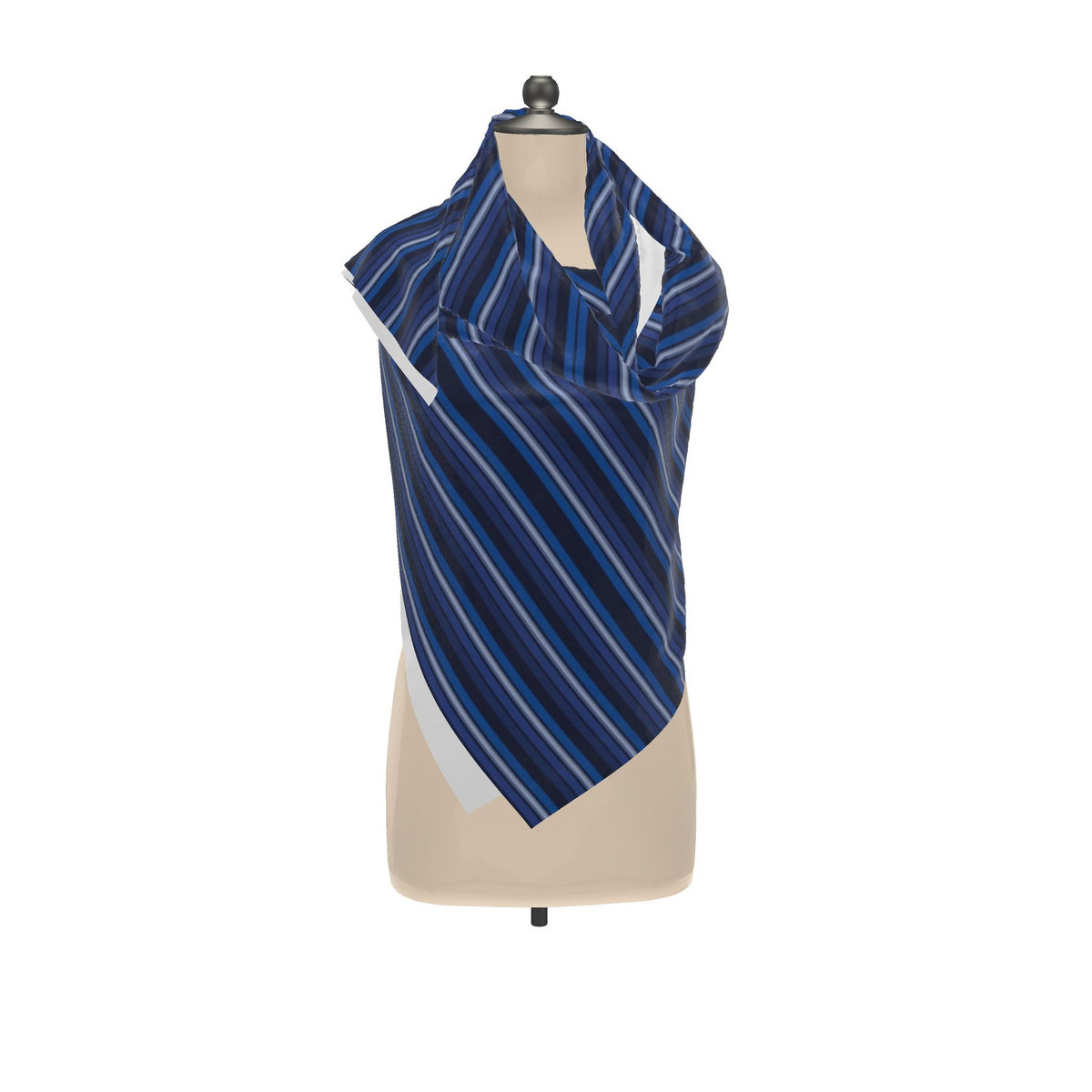 Asteri Deep Blue Stripe Silk Scarf & Shawl