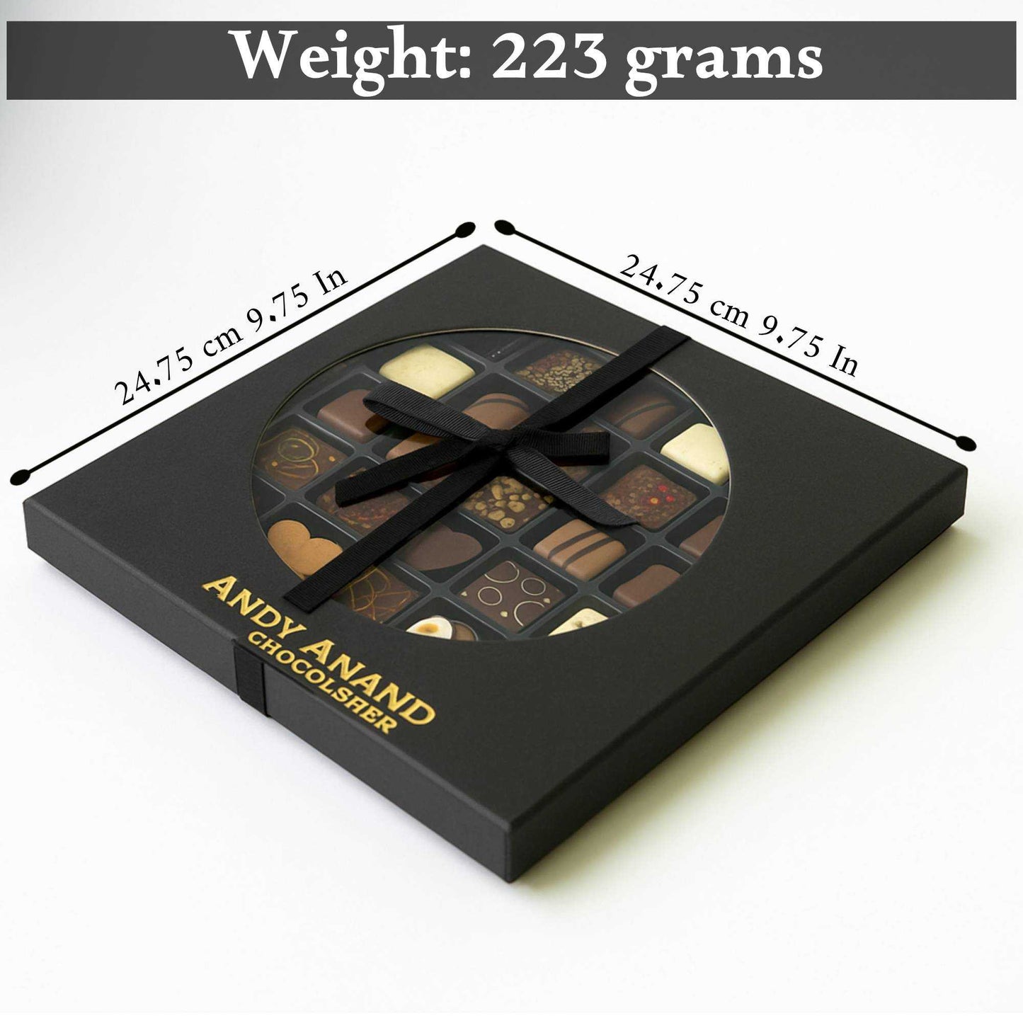 Andy Anand Belgian Chocolate Truffles Gift Box – Gourmet Bonbon Ganache Assortment (25 Pcs, 7.8 oz) Made with 60% Chocolate (Cocoa Butter)