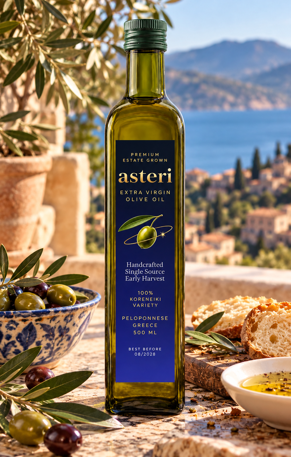 Greek Extra Virgin Olive Oil – Koroneiki, Single-Origin, 500ml | Asteri