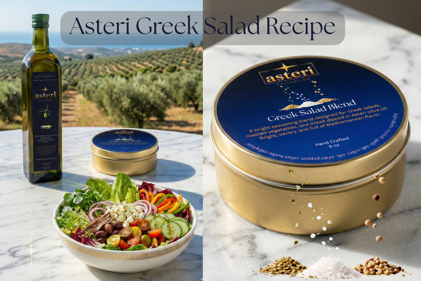 Asteri Extra Virgin Olive Oil and Greek Salad Seasoning Blend Gift Set