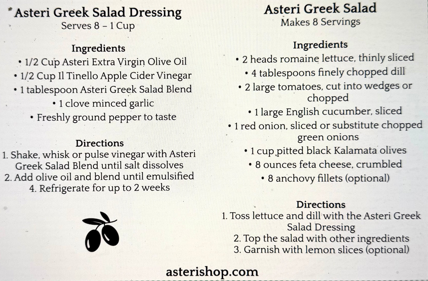 Asteri Extra Virgin Olive Oil and Greek Salad Seasoning Blend Gift Set