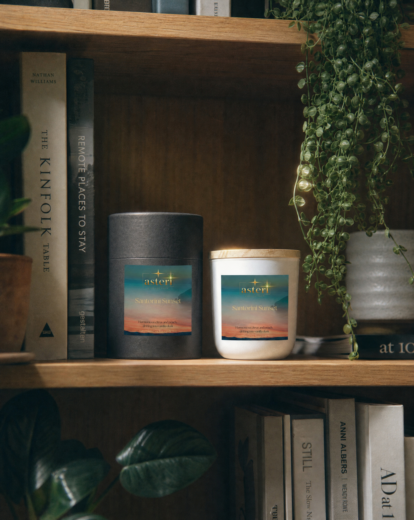 Exquisite Hand-Poured Soy Wax Candle (8 oz) – Santorini Sunset