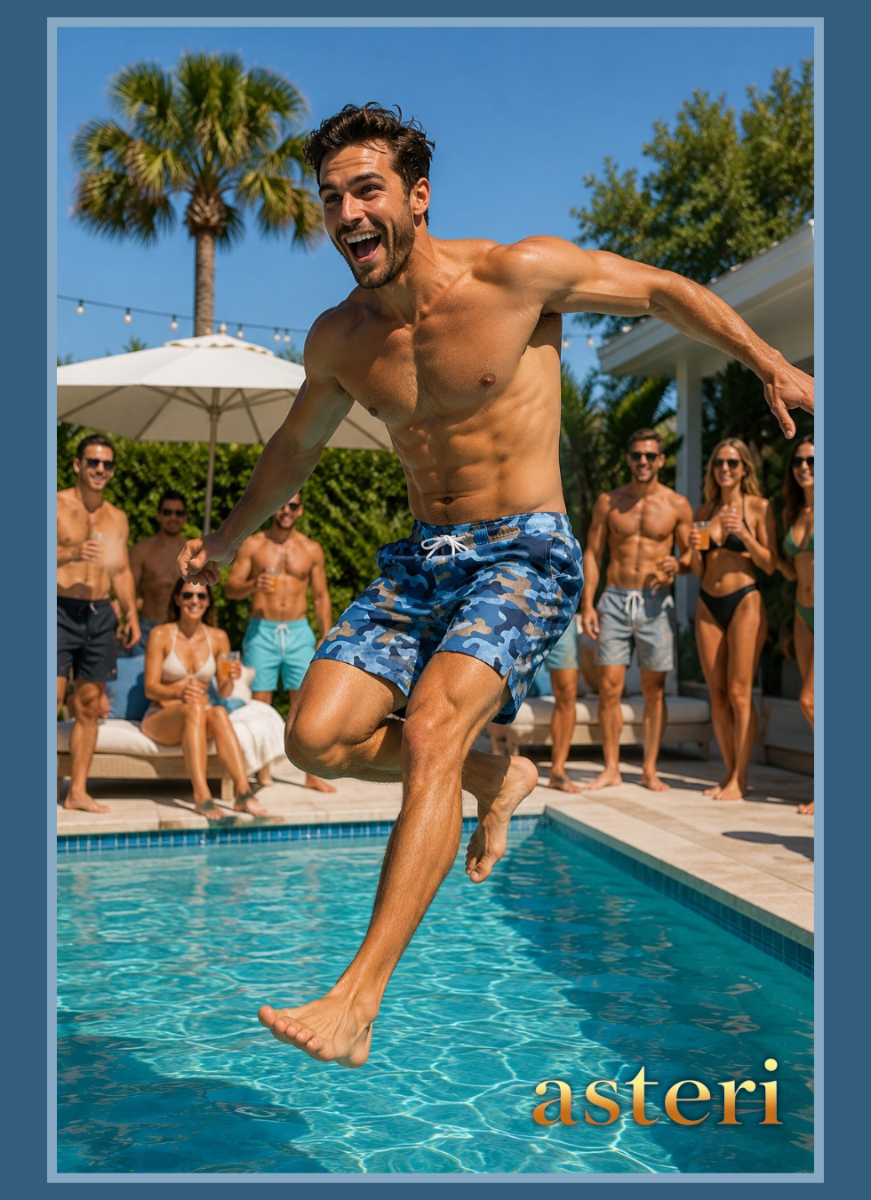 Men's Board Shorts - Blue Camo