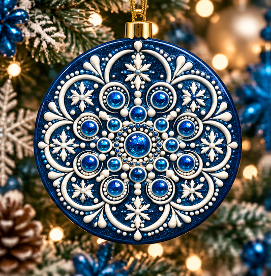 Cobalt Blue Mandala Christmas Ornament | Simply Sim Artistry × Asteri
