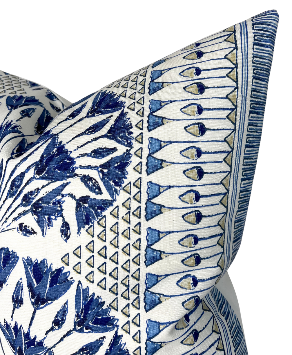Cairo Pillow Cover in Blue and White