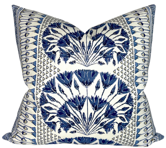 Cairo Pillow Cover in Blue and White