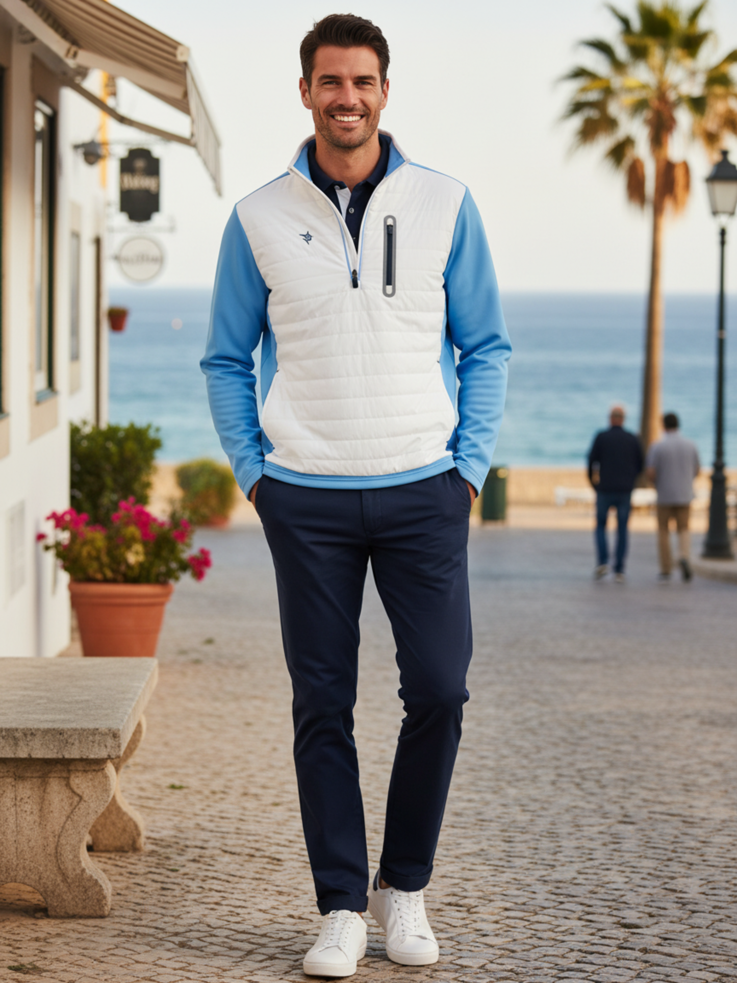 Hampton Pullover Technical Layer (White/Light Blue)