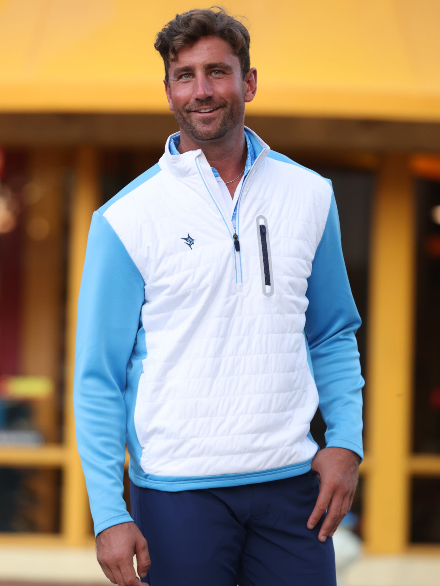 Hampton Pullover Technical Layer (White/Light Blue)