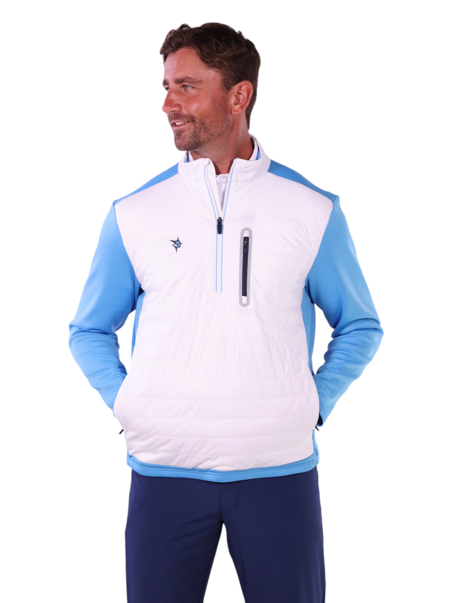 Hampton Pullover Technical Layer (White/Light Blue)