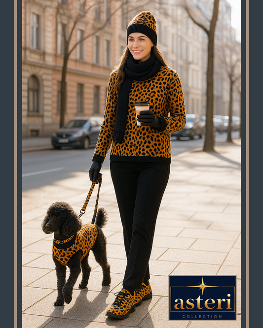 Pet collar & leash - Leopard Print in 3 sizes