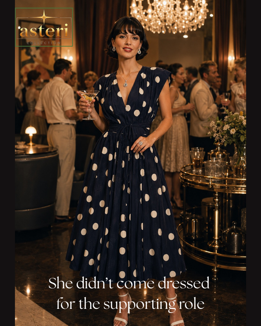 BLUE MOON DOT HOLLYWOOD GLAM DRESS