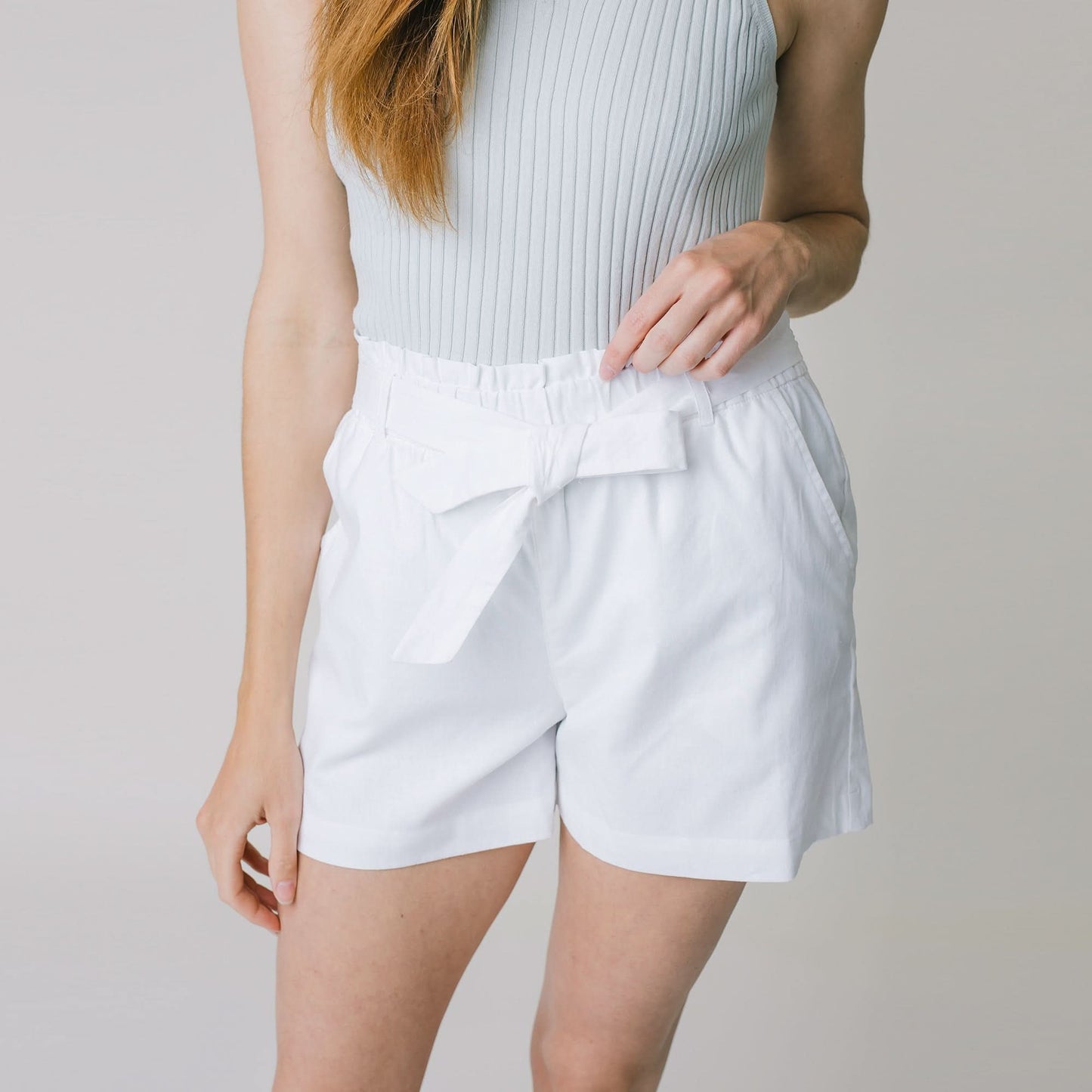 Cinched Waist Short - White