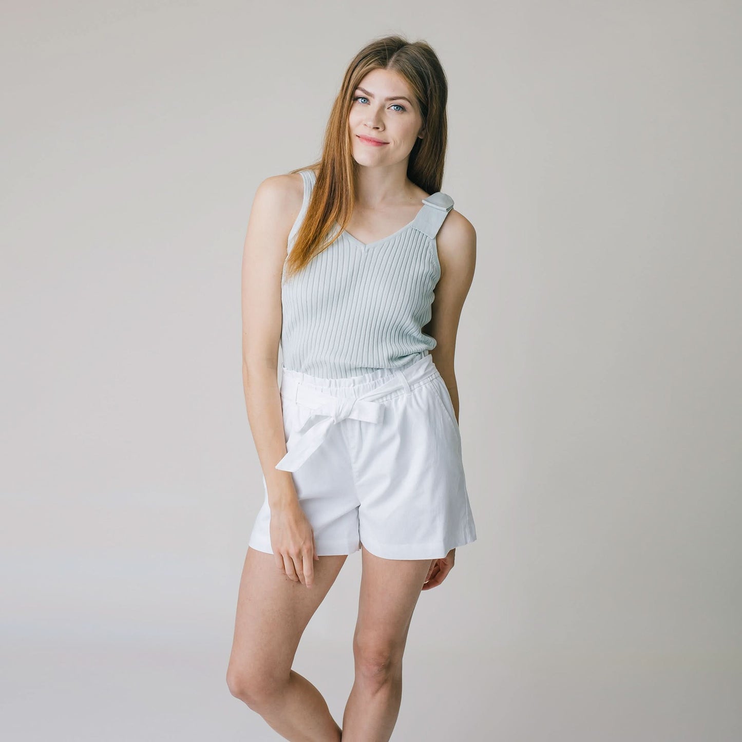Cinched Waist Short - White