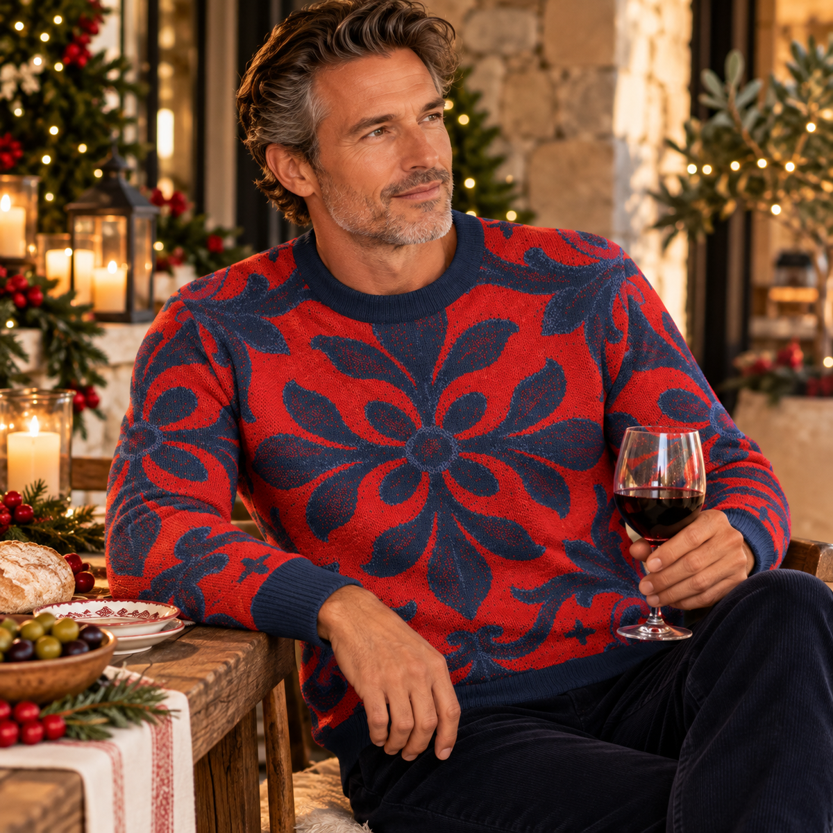 Italian Christmas Tile Knit Sweater – Bold Holiday Style