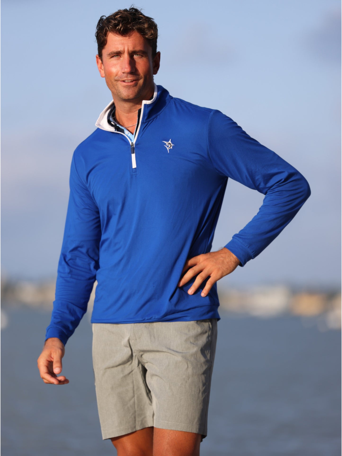 Long Beach Quarter Zip Ultra Soft Lightweight (Royal Blue)