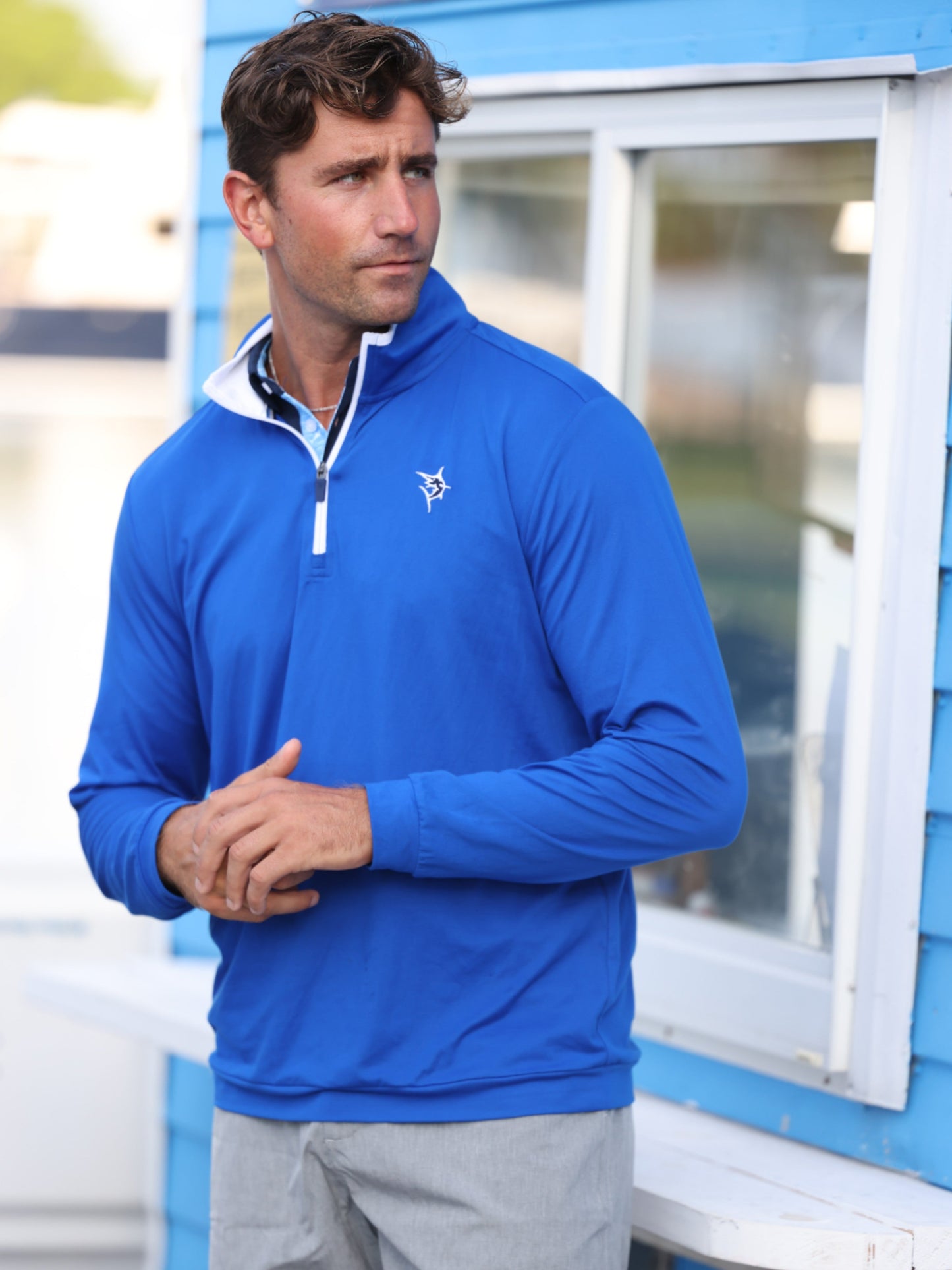 Long Beach Quarter Zip Ultra Soft Lightweight (Royal Blue)