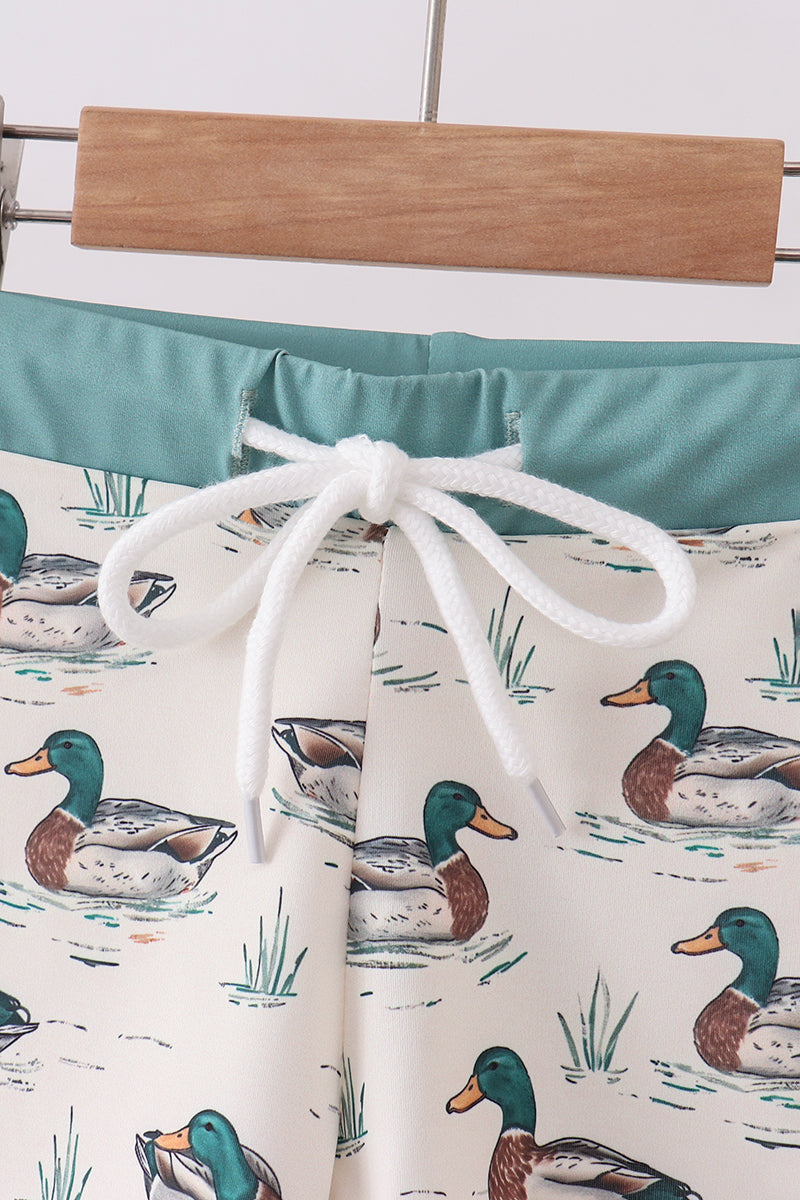 Sage duck print swim trunks for Boys