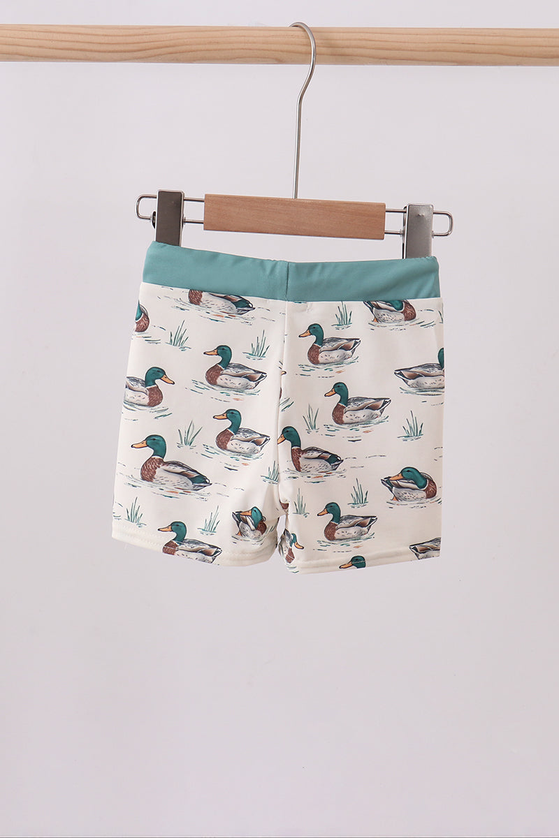 Sage duck print swim trunks for Boys