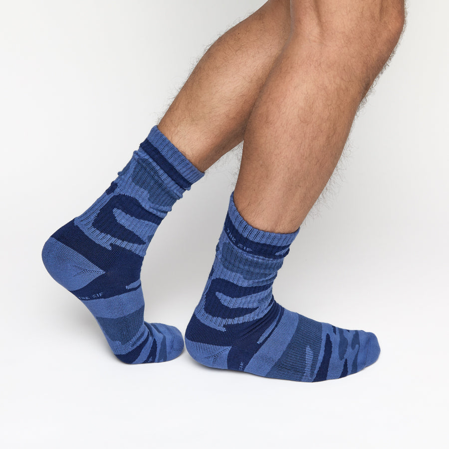 Navy Sip Camo Casual Crew Socks