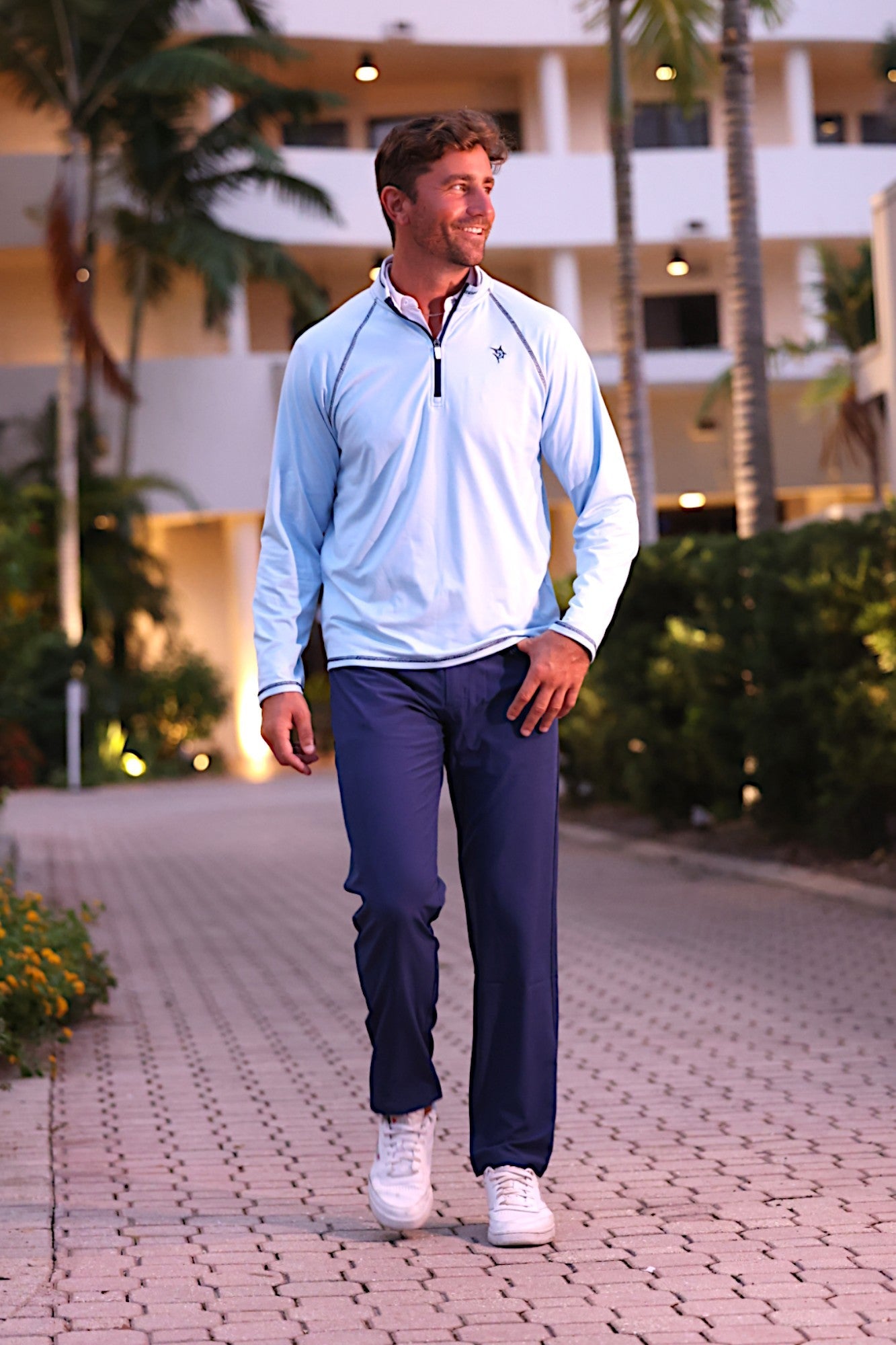 New Harbor Quarter Zip Effortless Comfort (Pale Blue)