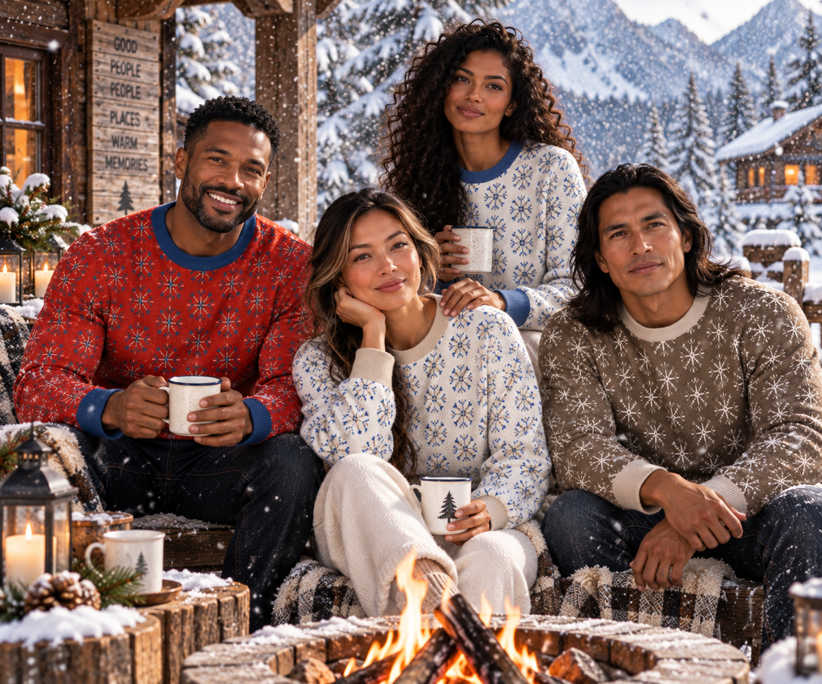 Nordic Snowflake Knit Crew-Neck Sweater in Nordic Oat - Classic Fit