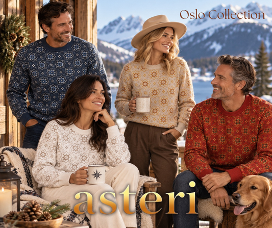 Nordic Medallion Knit Crew-Neck Sweater in Fjord Blue - Classic Fit