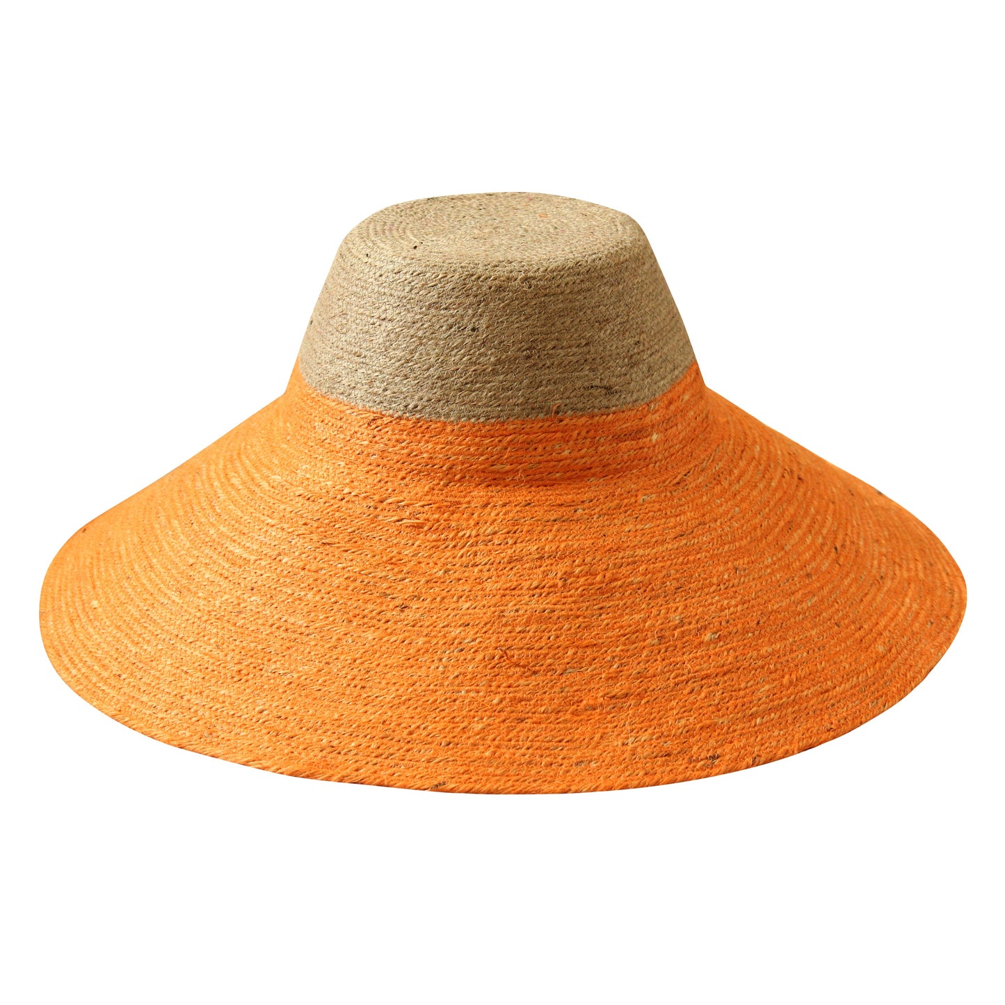 The Riri Duo Jute Straw Hat In Tangerine Orange