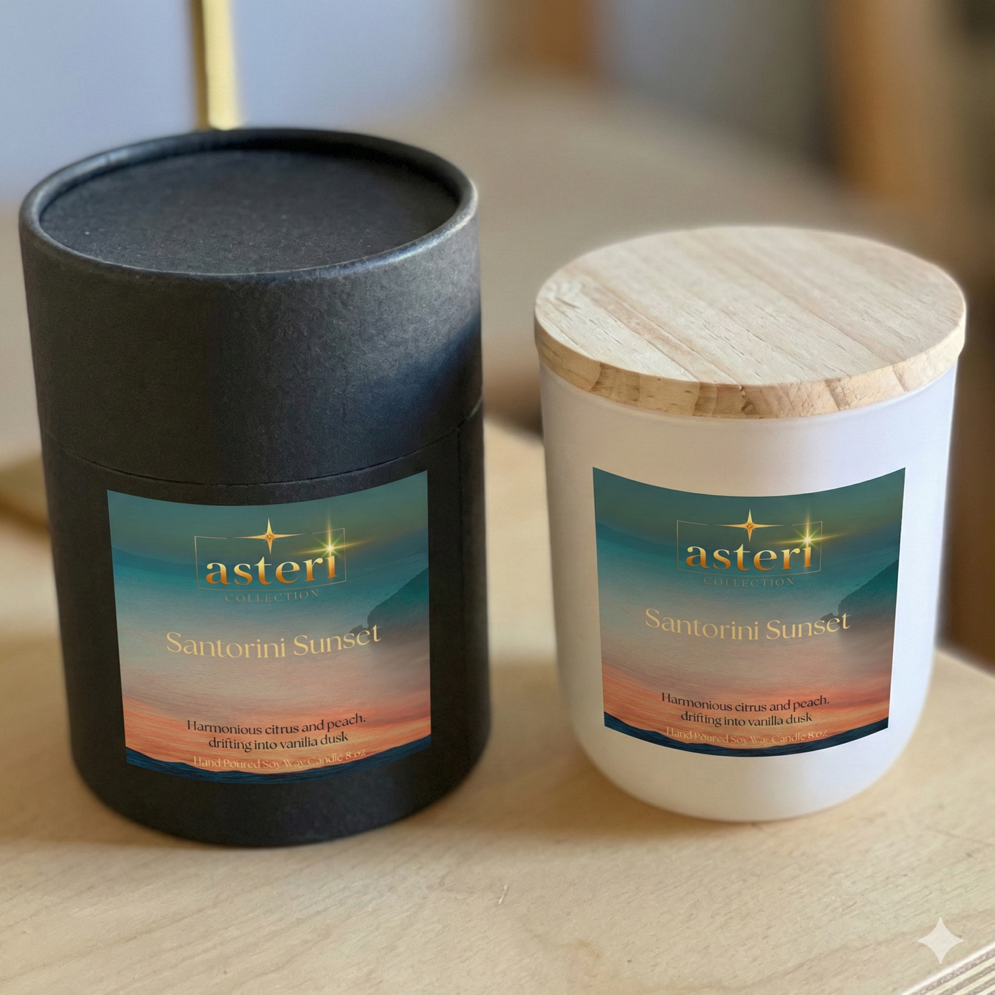 Santorini Sunset – Hand-Poured Soy Wax Candle (8 oz)