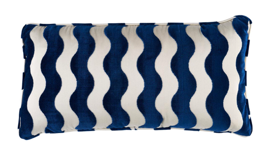 Wave Velvet Pillow Cover in Navy Blue